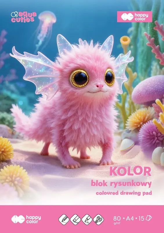 Blok rysunkowy kolor Aqua Cuties A3 80g 15 ark. 10 szt.