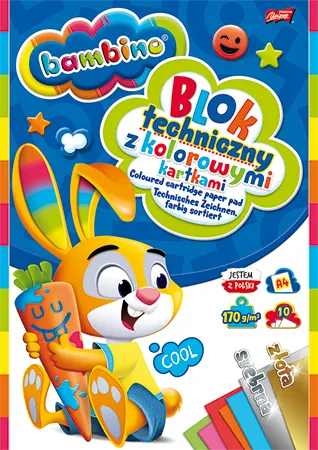 Blok techniczny z kolorowy A4 BAMBINO (złota i srebrna kartka) 10szt