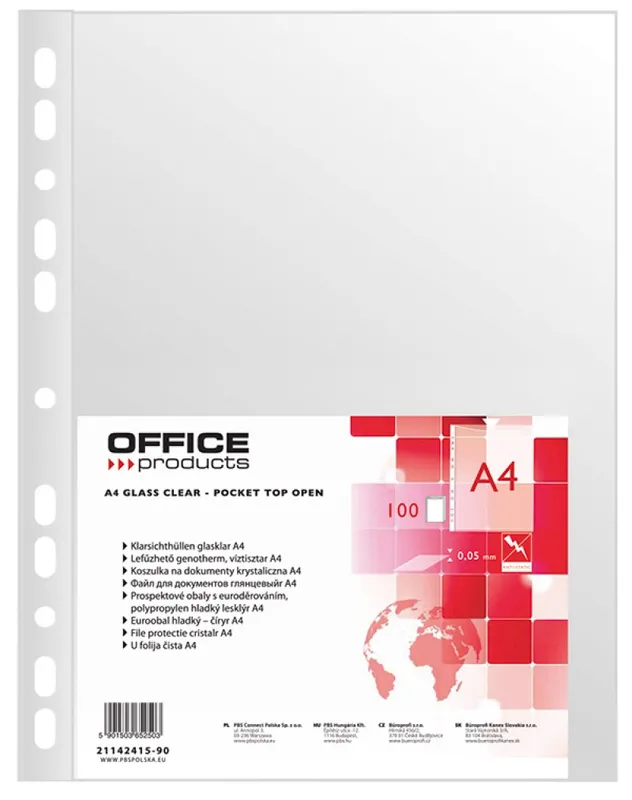 Koszulki A4 Office Products PP krystaliczne 100 szt