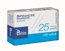 Spinacze biurowe okrągłe 25mm, paczka 10 x 100 sztuk Tetis
