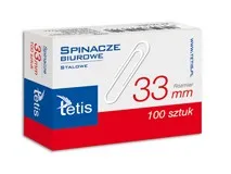 Paczka Spinacze biurowe okrągłe 33mm, 10 x 100 szt, Tetis