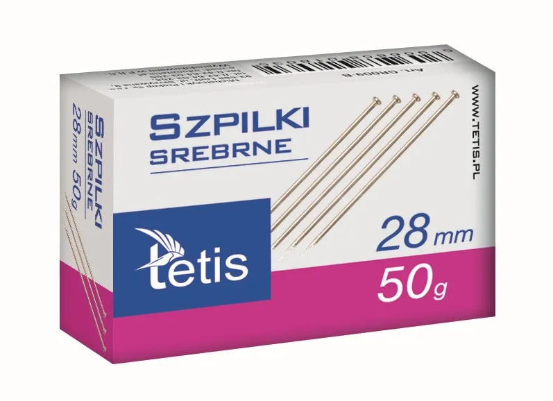Paczka Szpilki 28 mm 50g 10 sztuk, Tetis biurowe