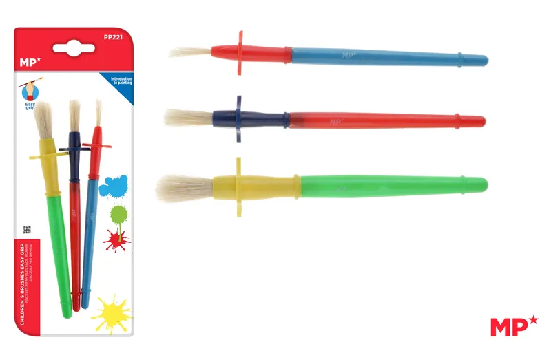 Pędzle dla dzieci z uchwytem EASY GRIP MP 3szt.blister