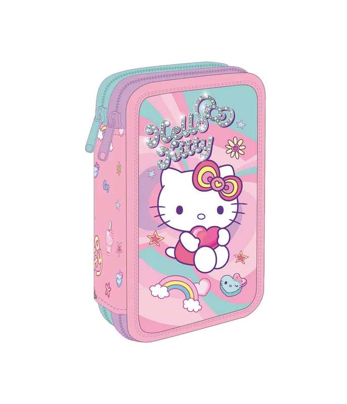 Piórnik podwójny Hello Kitty Jumper 2 Pink z wyposażeniem