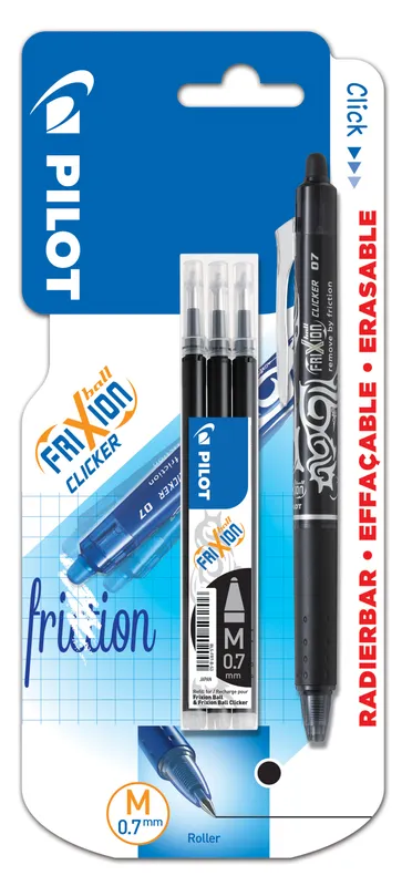 Pióro kulkowe Pilot Frixion Clicker czarne + wkłady