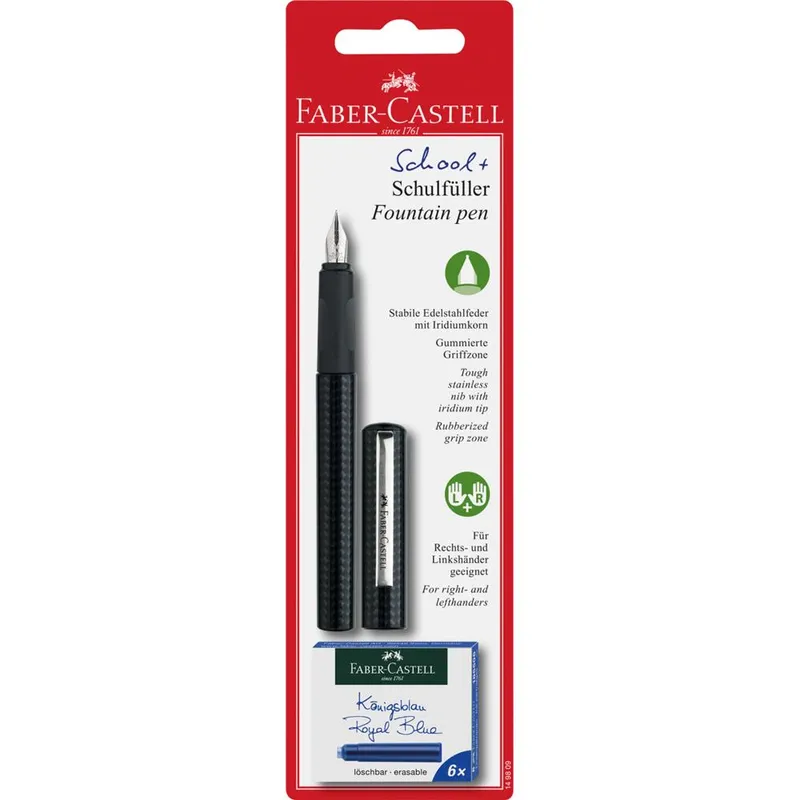 Pióro wieczne Faber-Castell szkolne Carbon Look + 6 naboi