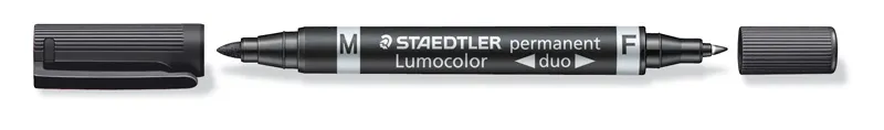 Pisak dwustronny Lumocolor Duo wodoodporny czarny, Staedtler