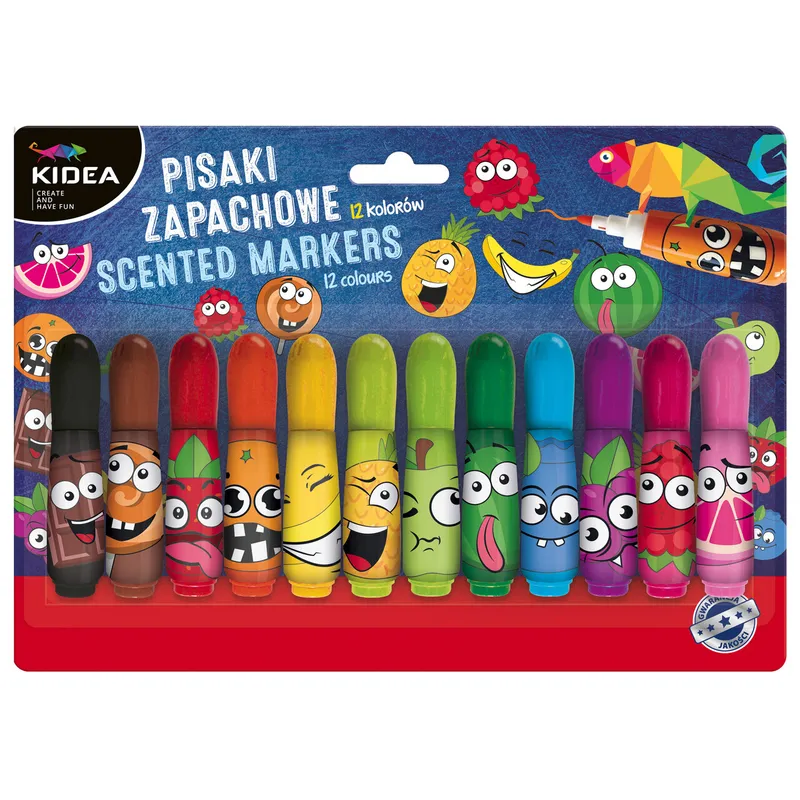 Pisaki Kidea zapachowe PZ12KA, 12 kolorów DERFORM