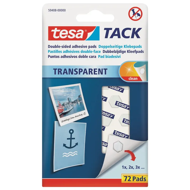 Płatki samoprzylepne Tesa Tack transparentne 72 szt.