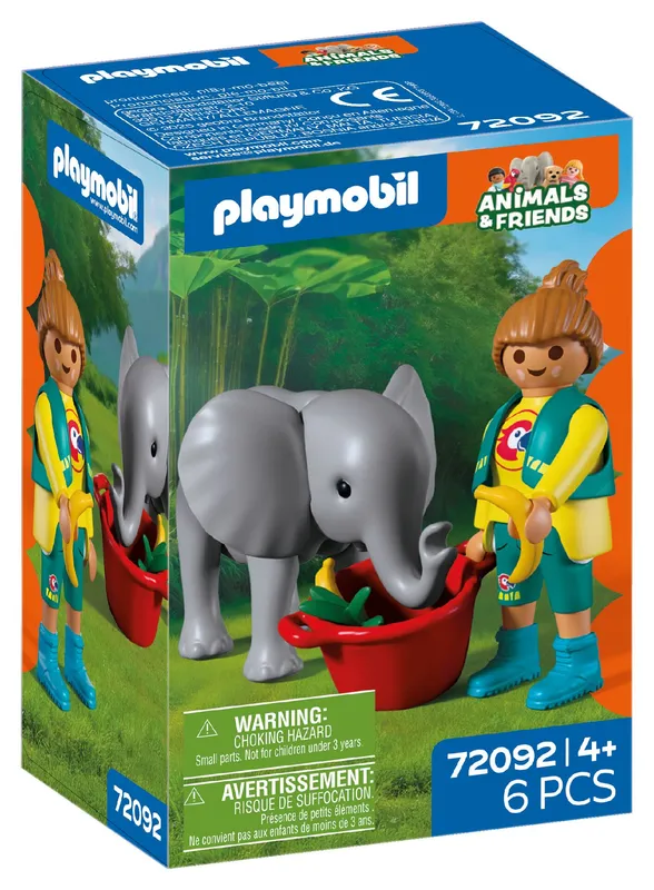 Playmobil Zoo Słoniątko i opiekun 72092, zestaw Playmobil