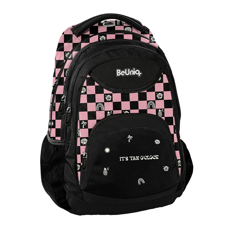 Plecak 3-komorowy Pink kratka BeUniq BU26SU-2708