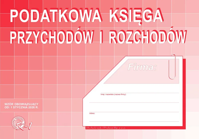 Podatkowa księga przychodów i rozchodów K-1 A4