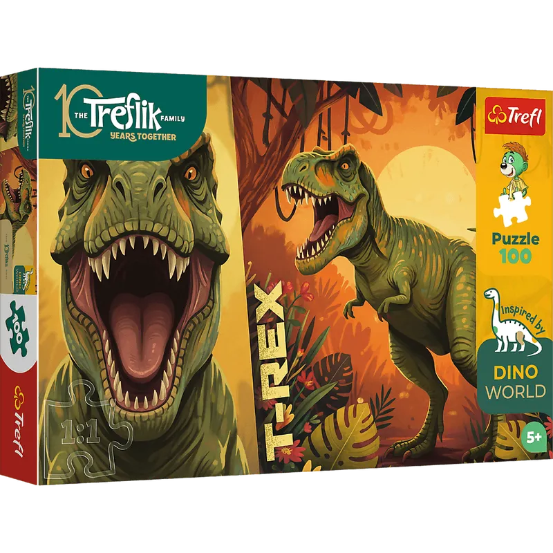 Puzzle 100 T-Rex Dino World Rodzina Treflików
