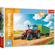 Puzzle 100 Maszyny rolinicze Traktor z przyczepą