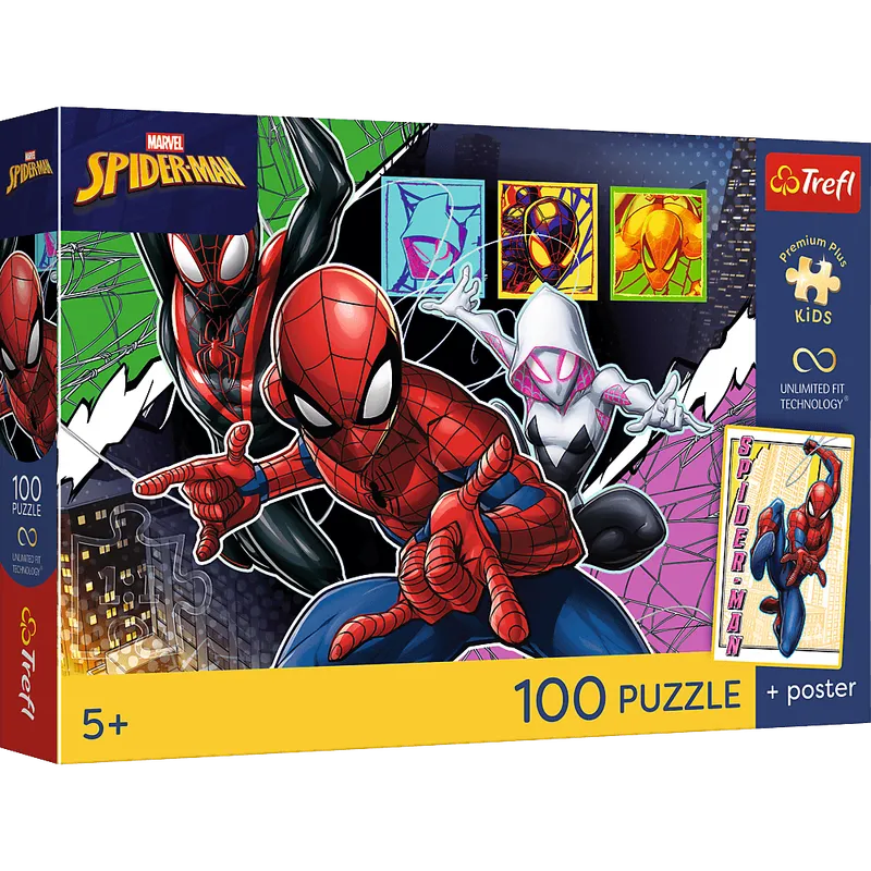 Puzzle 100 Trefl Premium Plus Kids Bohaterski Pająk Disney Marvel Spiderman