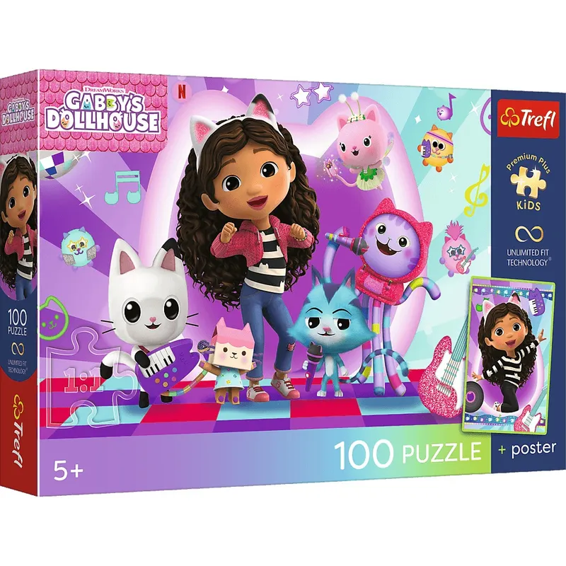 Puzzle 100 Trefl Premium Plus Kids Kolorowy koci świat Gabby's Dollhouse
