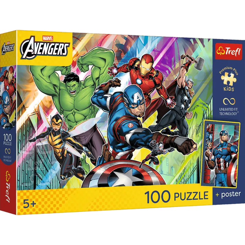 Puzzle 100 Trefl Premium Plus Kids Potęga i moc Disney Marvel the Avengers