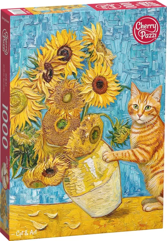 Puzzle 1000 el. CherryPazzi Cat & Art - Kot i Słoneczniki