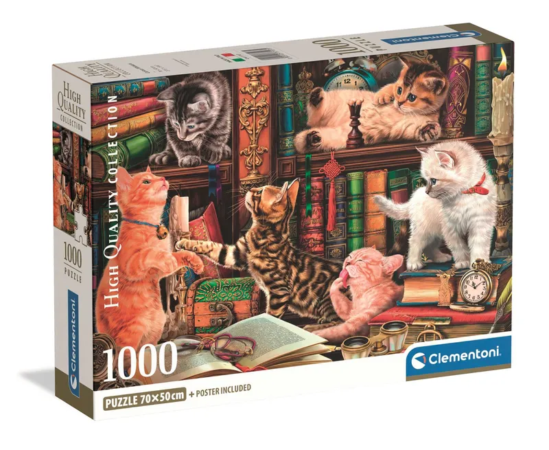 Puzzle 1000 el. Curious Whiskers, Clementoni Compact
