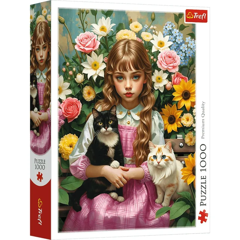 Puzzle 1000 elementów Dziewczynka z Kotami Trefl
