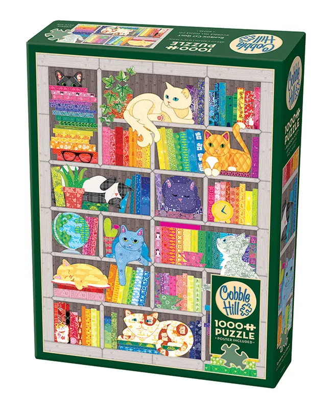 Puzzle 1000 Koty i książki - Cobble Hill