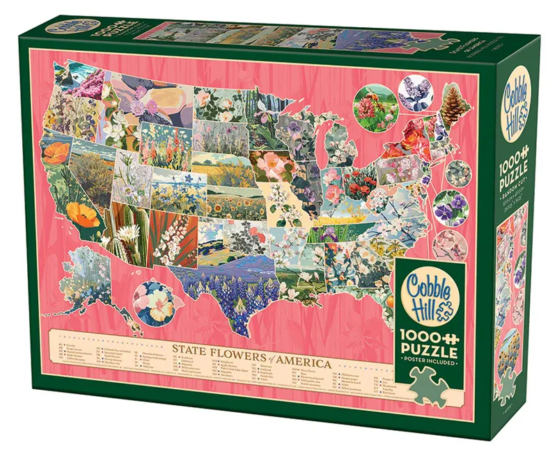 Puzzle 1000 elementów Kwiaty symbole amerykańskich stanów Cobble Hill