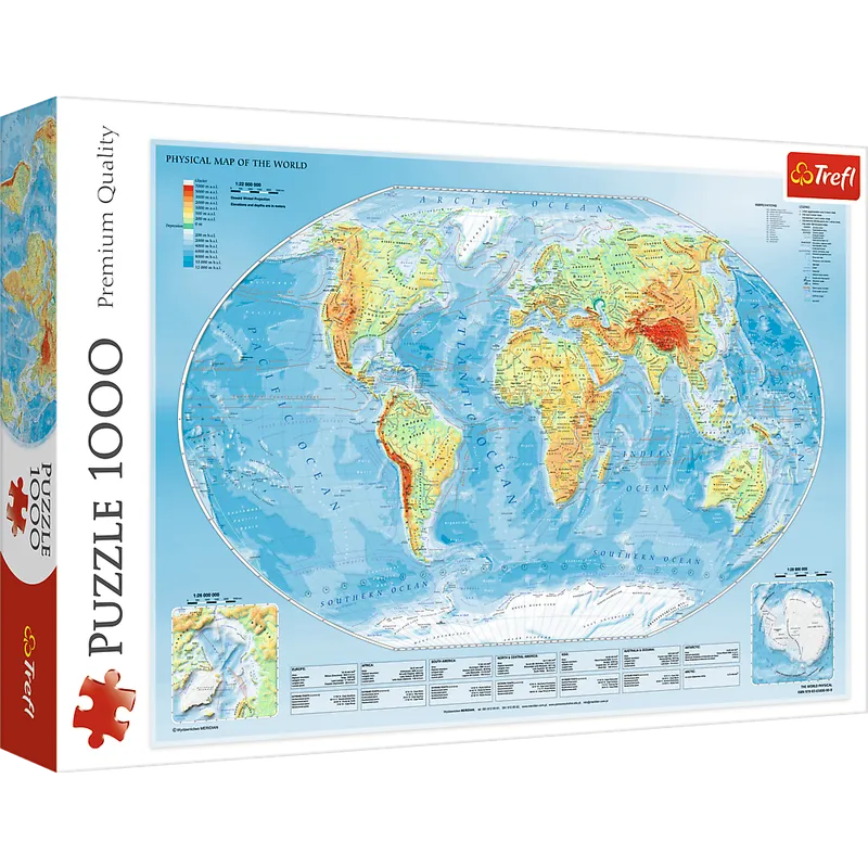 Puzzle 1000 Mapa fizyczna Świata