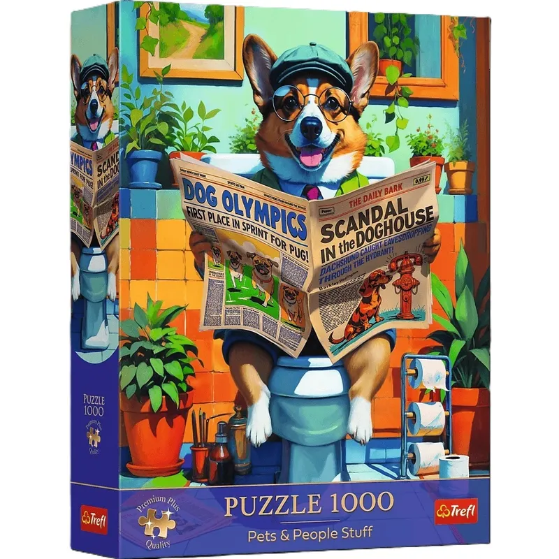 Puzzle 1000 Trefl Premium Plus Pets & People Corgi w Toalecie