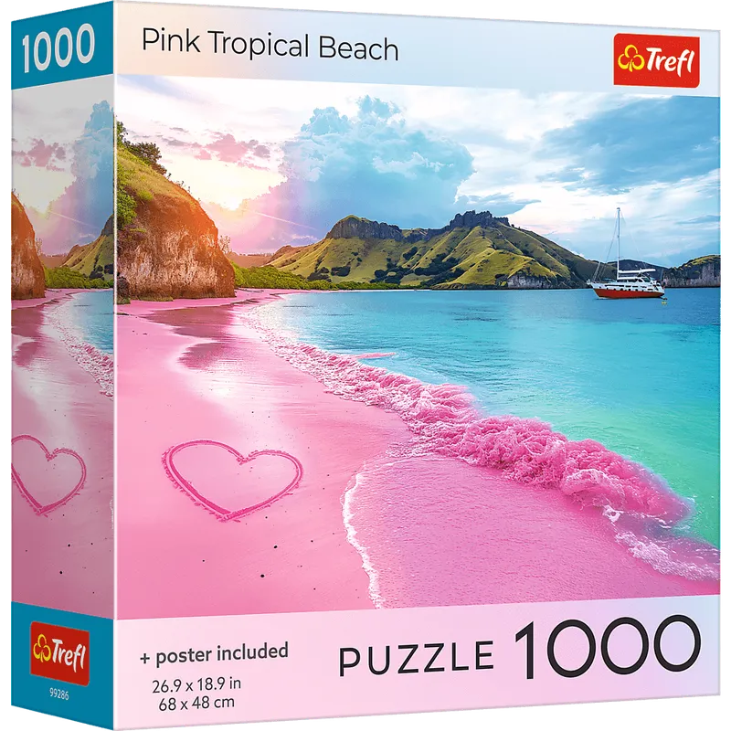 Puzzle 1000 USA Collection: Pink Tropical Beach Trefl