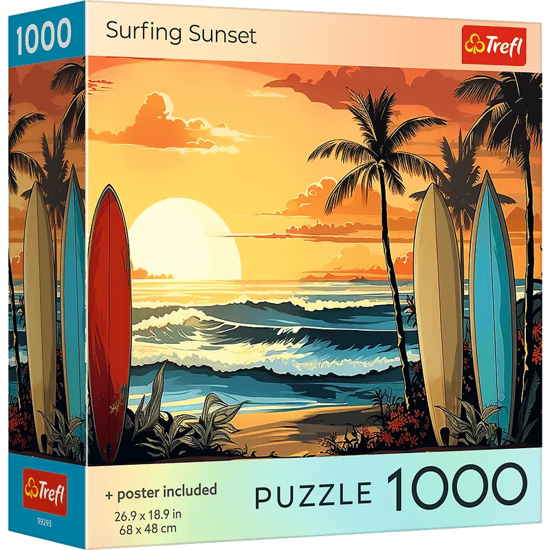 Puzzle 1000 USA Collection: Surfing Sunset Trefl