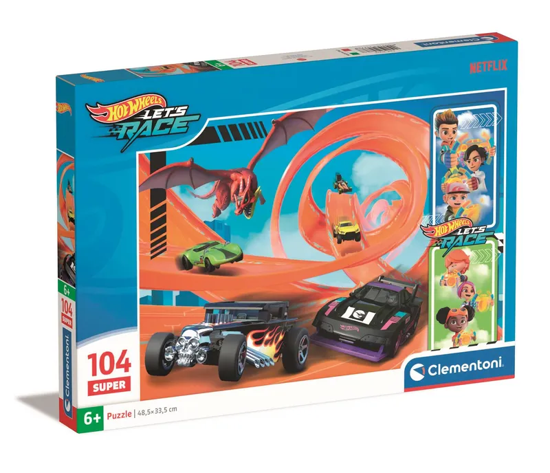 Puzzle Super Kolor 104 elementy Hot Wheels Clementoni