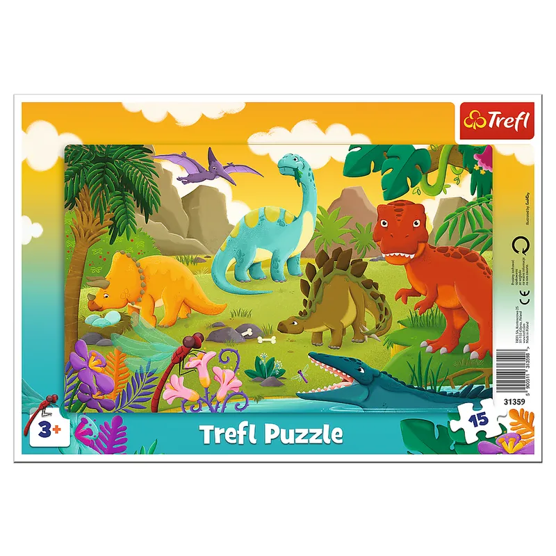 Puzzle 15 ramkowe Dinozaury