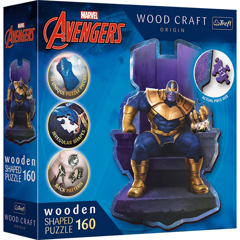 Puzzle 160 drewniane konturowe Thanos na Tronie