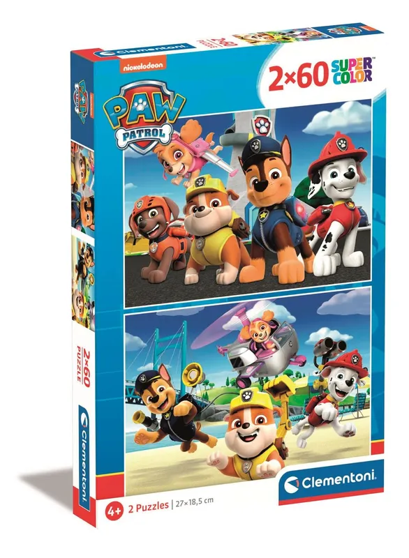 Puzzle 2x60 elementów Paw Patrol Super Color Clementoni