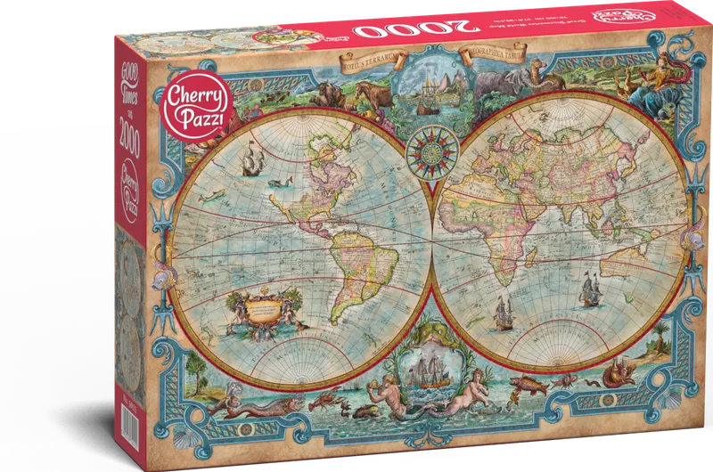Puzzle 2000 elementów Cherry Pazzi Great Discoveries World Map Mapa Świata