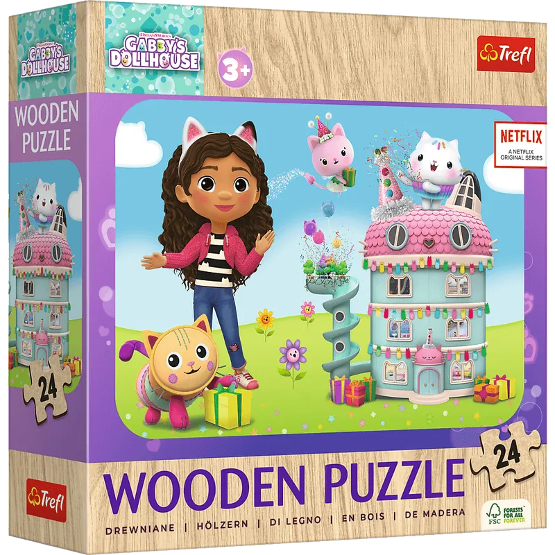 Puzzle 24 elementy Trefl Drewniane Gabby i przyjaciele