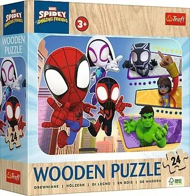 Puzzle 24 Puzzle Drewniane Odważny Spiday i przyjaciele