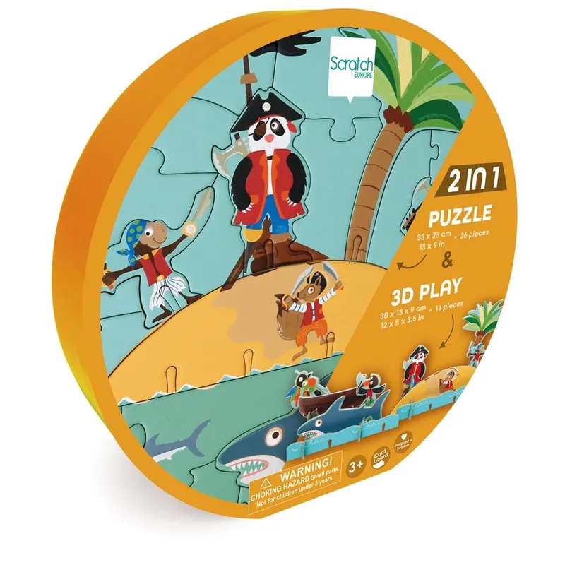 Puzzle 2w1 2D i 3D Piraci 36 elementów Scratch