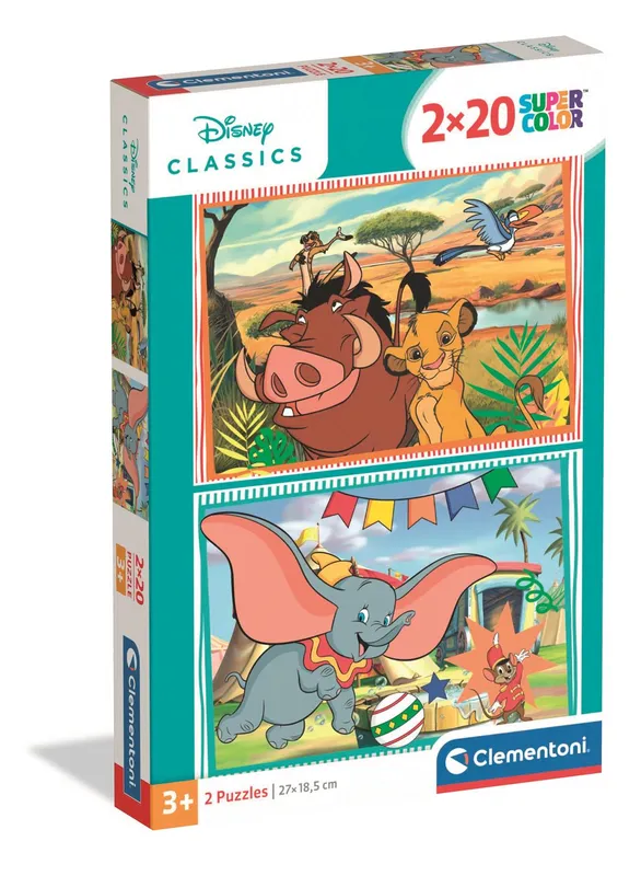 Puzzle 2x20 elementów Super Kolor Disney Classics