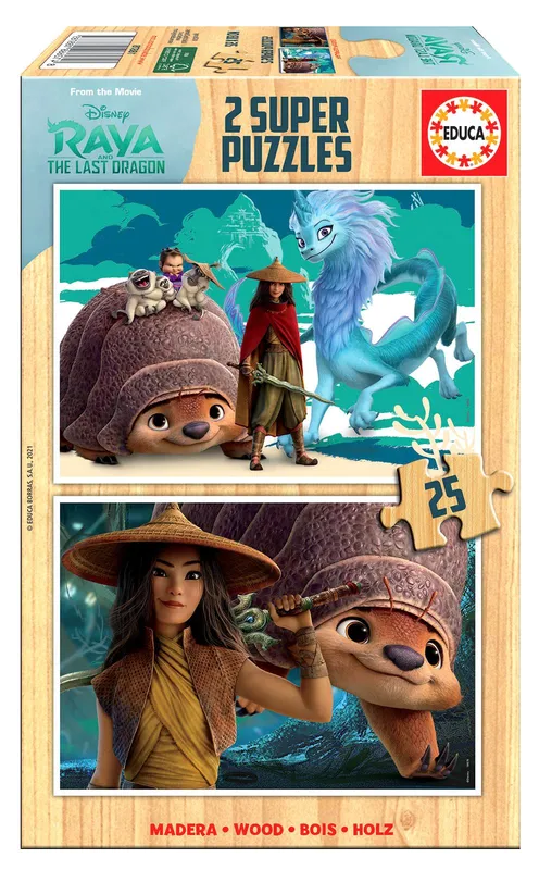 Puzzle 2x25 elementów Raya i ostatni smok drewniane Educa