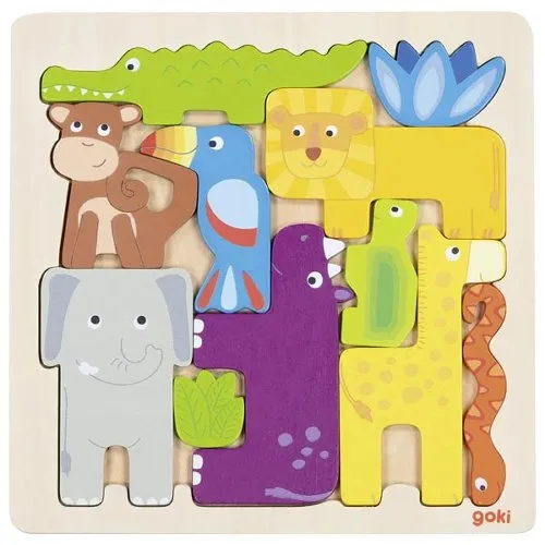 Drewniane Puzzle Safari Goki 11 elementów