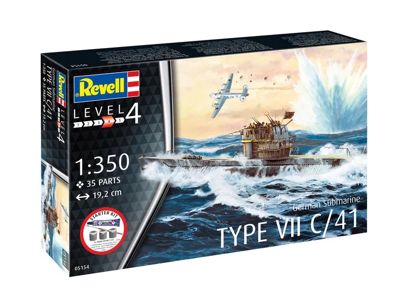 Revell Starter Kit 1:350 U-Boot Typ VII C-41, model