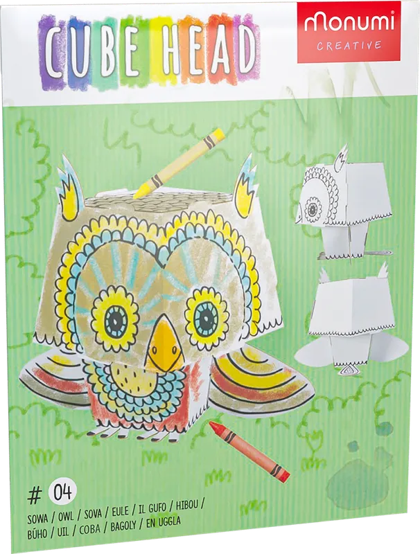 Sowa Cube Head - złóż i pokoloruj
