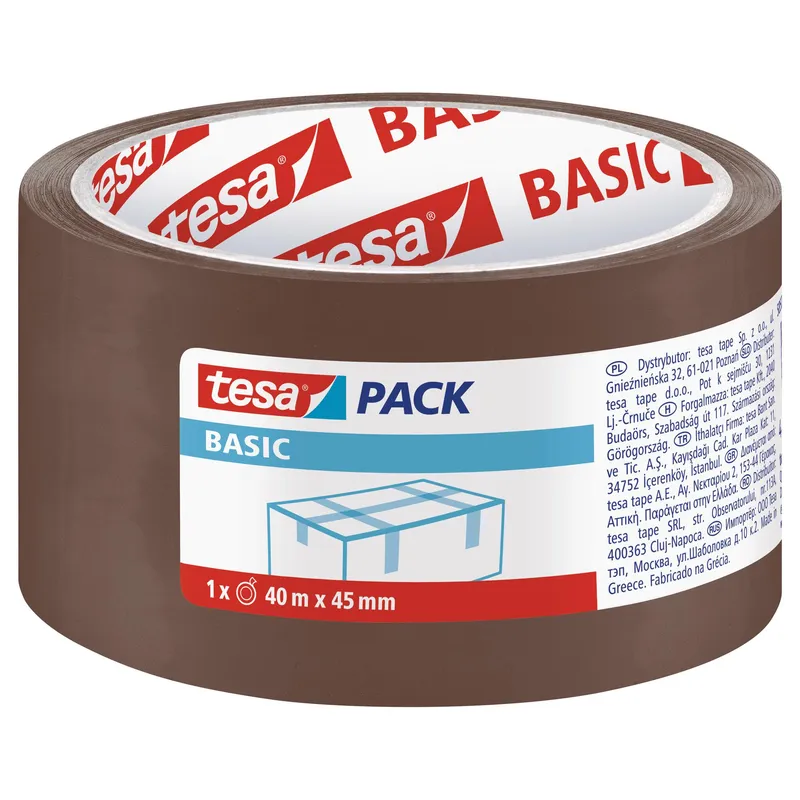 Taśma pakowa Tesa Basic brązowa, 40 m x 45 mm