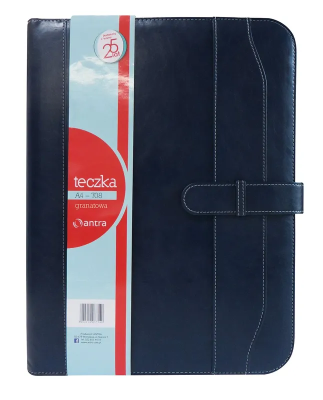 Teczka A4 granatowa 718, teczka ze skóry ekologicznej Antra