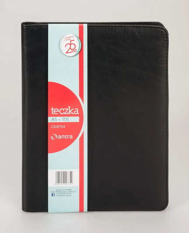 Teczka A5 czarna 705, Antra, ze skóry ekologicznej