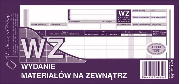 Wydanie materiałów na zewnątrz, wielokopia 1/3 A4