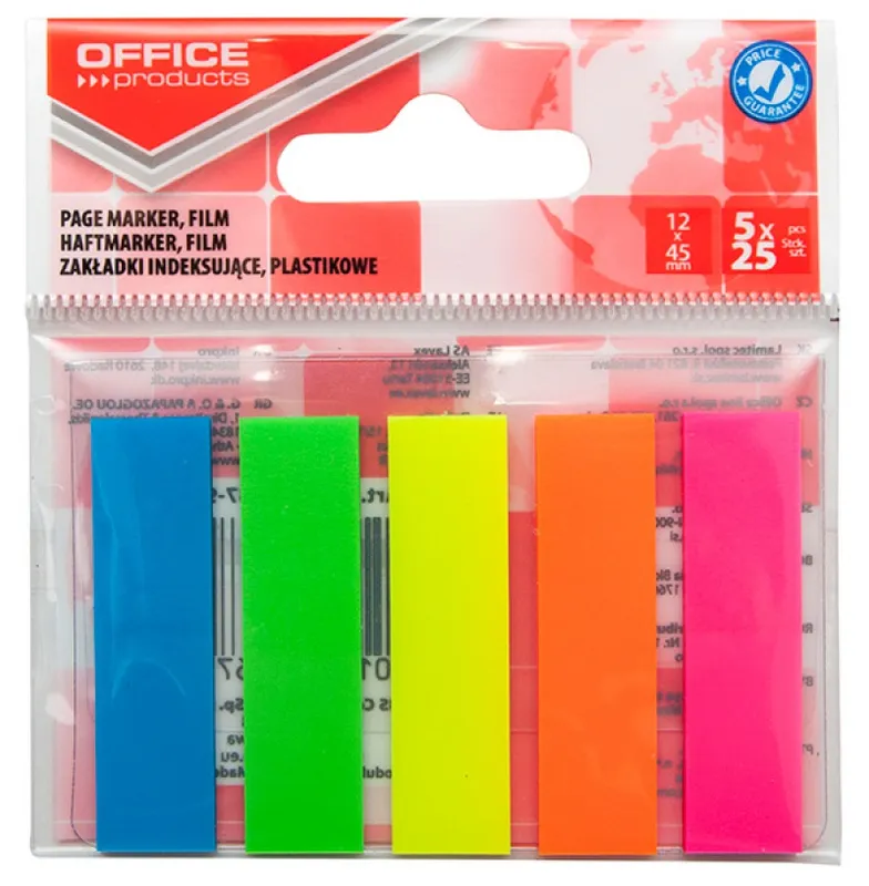 Zakładki indeksujące Office Products PP 12x45mm mix kolorów