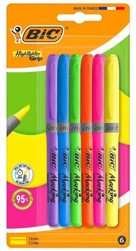 Zakreślacz BIC Neon Highlighter Grip blister 6 kolorów