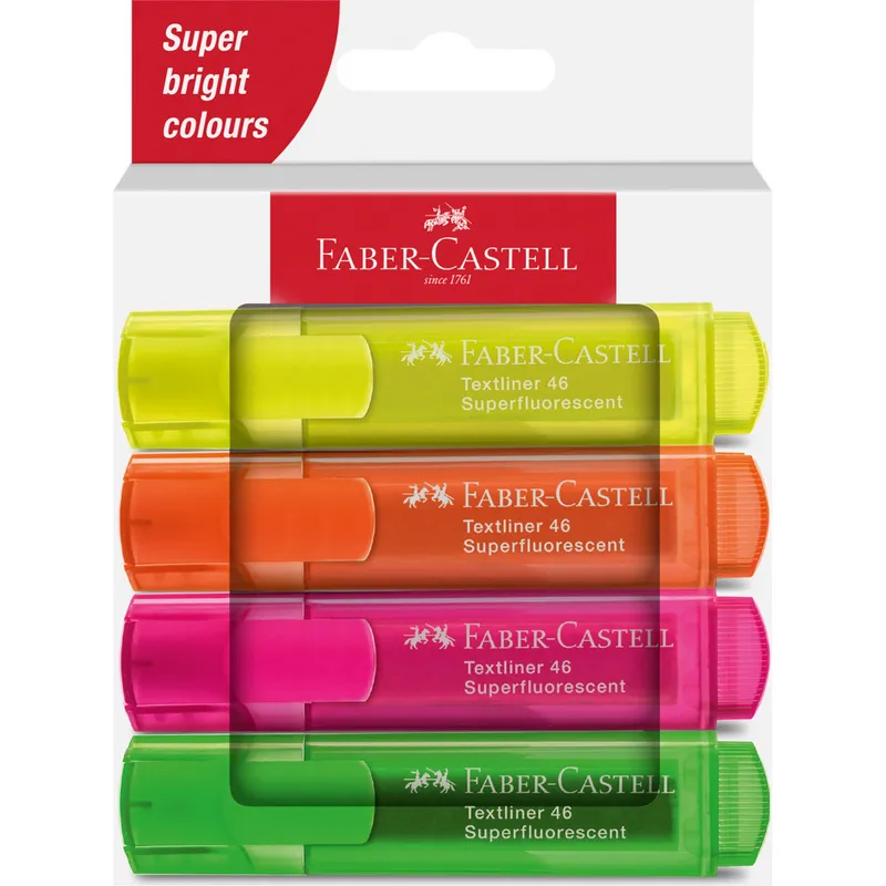 Zakreślacz Faber-Castell 1546 neonowy, 4 kolory